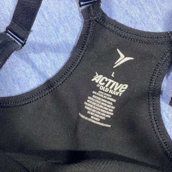 Old Navy Active Black Sports Bra L Adjustable Straps Racerback - Picture 3 of 3